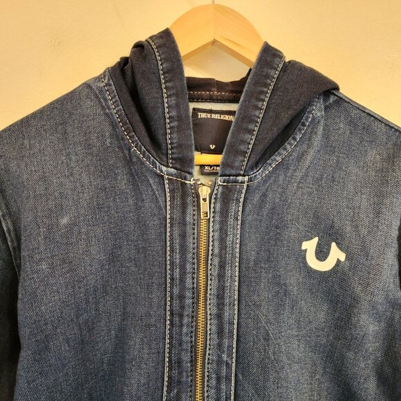 True Religion Men's Sweatshirt XL/TG Crafted With Pride Zip Hoodie Indigo Blue - Picture 6 of 15